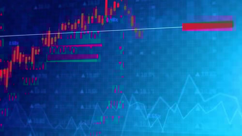 Gráfico de operaciones bursátiles o de divisas en un resumen gráfico de finanzas