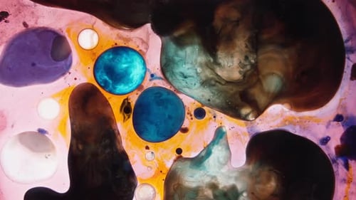Fluid Ink Expansion with Vibrant Organic Shapes