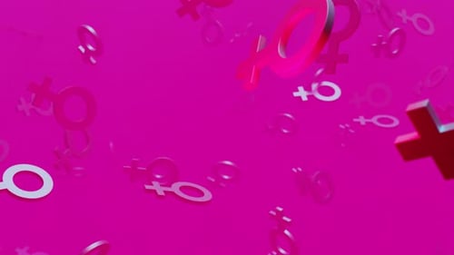 Floating Pink Female Gender Symbols 3D Background Loop