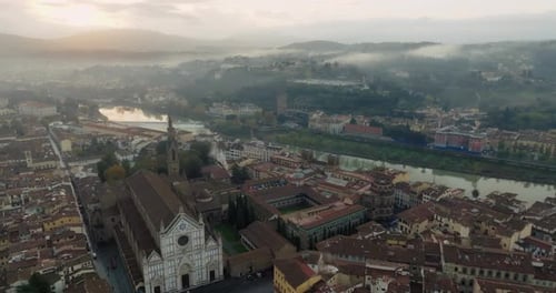 Aerial View Cityscape at Sunset Florence Italy