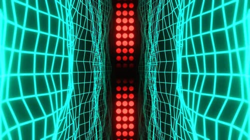 Red And Turquoise Cyberspace Trance Style And Flashing Lights Background Vj Loop In 4K