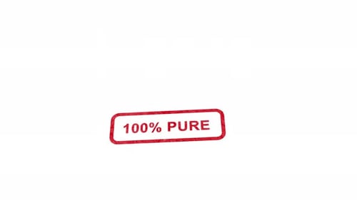 3D Red Rubber Stamp Animation Stamping 100% Pure Text