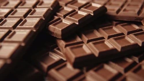 Closeup Slide Camera Chocolate Bar Lot of Homemade Chocolate Bars