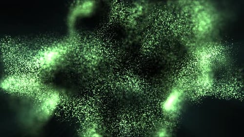 Abstract Green Sparkling Particles Fluid Background