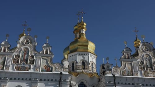 Beautiful view of the Assumption Cathedral of the Kiev-Pechersk Lavra.