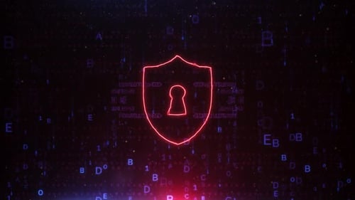 Escudo protector en el fondo de la pantalla de tecnología V03