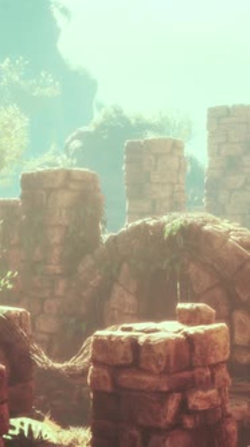 Ruins Near Red Rocky Stones