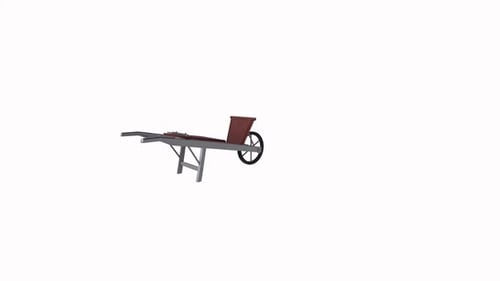Rotating 3D Wheelbarrow Animation on White Background