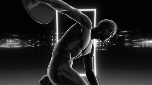 Statue romaine noire Discobulus Vj Loop