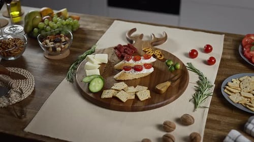 Delicious Snack Foods Laid Out on Wooden Table