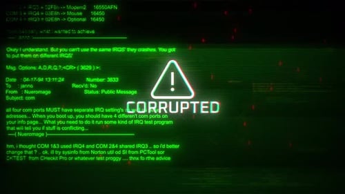 Corrupted Attentions Screen Motion On Abstract Technology Background Green Color