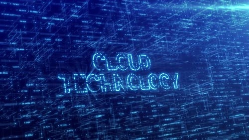 Cloud Technology Concept Over Blue Futuristic Technology Network with Digital Cyberspace Background