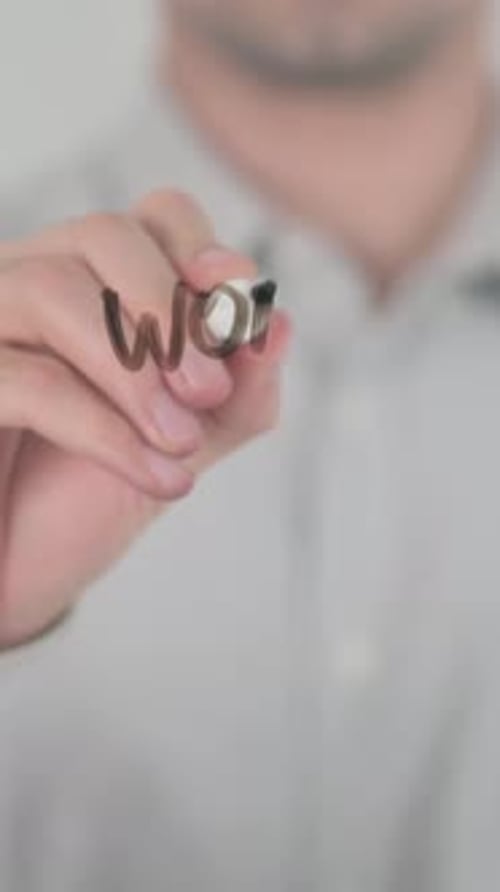 Work Together, Writing on Screen with Hand, Vertical Video
