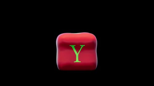 simulation of a rubber letter "Y" followed by an explosion. has an alpha channel