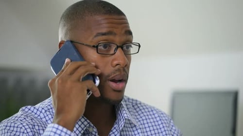 Businessman Talking On Cell Phone In Office