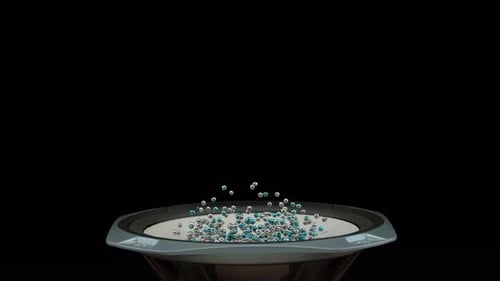 Bouncing Beads on a Speaker on Black Background