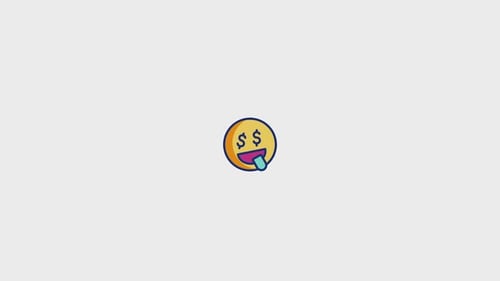 Animated Money Face Emoji Icon with Dollar Eyes