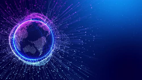 Futuristic Digital Globe Network with Data Lines