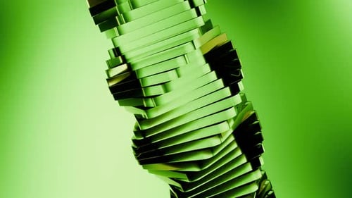 Green 3D Twisted Chrome Spiral Abstract Background
