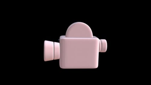 3D Animated Video Camera Icon Rotation