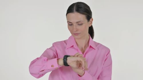 Woman Interacting with Smartwatch