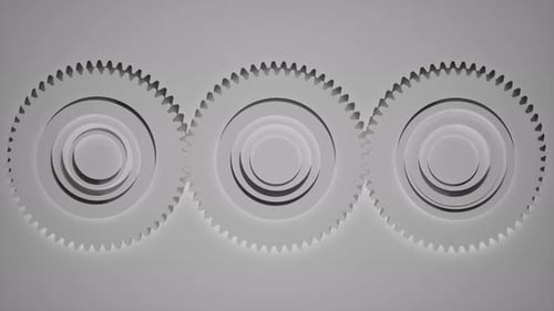 Abstract White Gears and Cogs, Industrial Minimalism Concept