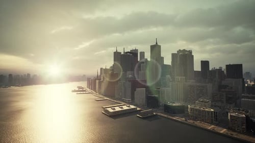 Aerial View of City Skyscrapers