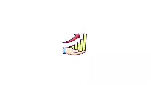 Animated Financial Growth Icon with Hand and Upward Graph