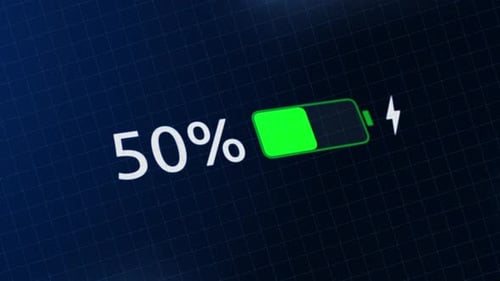 Futuristic Digital Battery Charging Percentage Animation