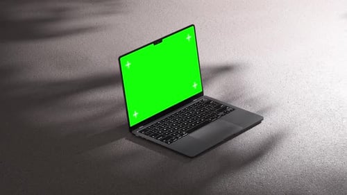 Sleek Black Laptop with Green Screen – Editable Mockup Video