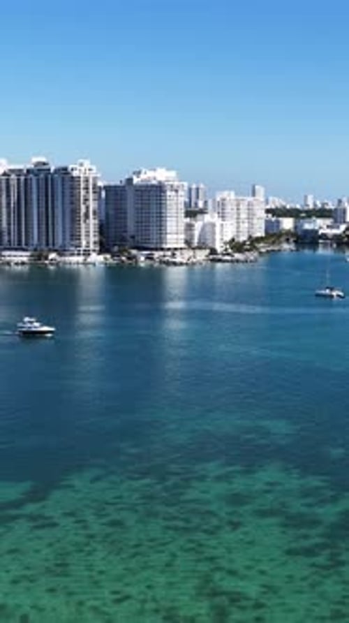 Miami Beach Skyline At Miami Beach In Florida United States.