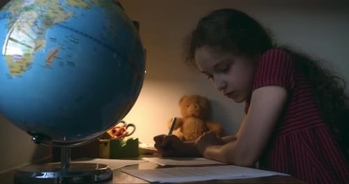 Child Doing Homework Child Studying Teenage Girl Wearing Studying From Home Teen School Student