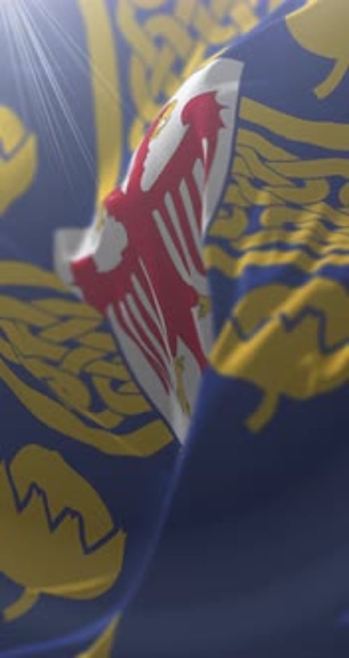 Animated Flag of Wessex Waving with Crest