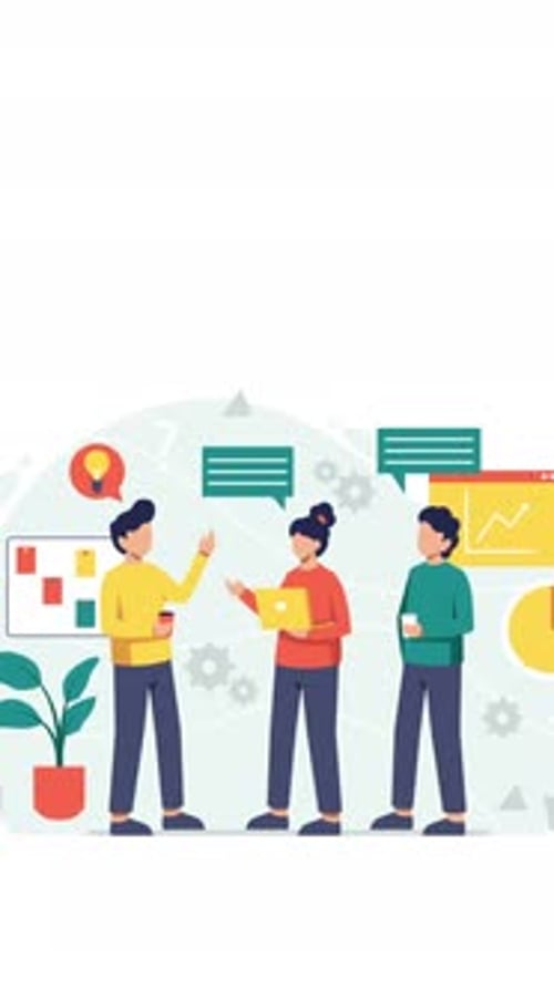 Animated Flat Design Corporate Team Collaboration and Discussion