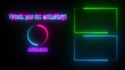 Youtube End Screen Neon Frame Green & Blue V7