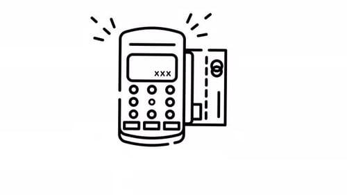 Card Transaction With Receipt Line Art Animated Looping Video Alpha Channel Icon