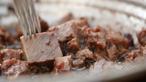 Close Up of Cooked Meat in Bowl