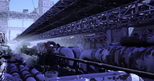Dystopian Futuristic Industrial Pipes Tunnel Animation