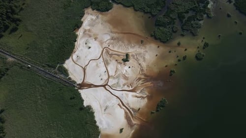 Aerial View of the Polluted Lake