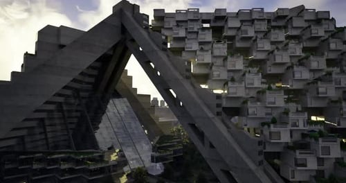 El diseño arquitectónico urbano muestra estructuras modernas contra el horizonte