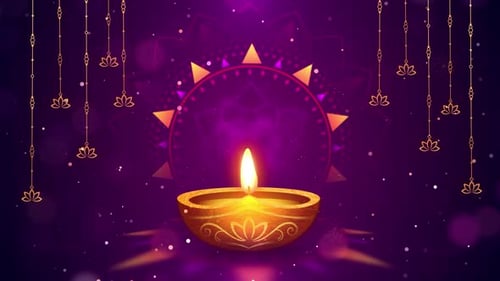 Golden Diya Lamp Animation for Diwali Celebration Background