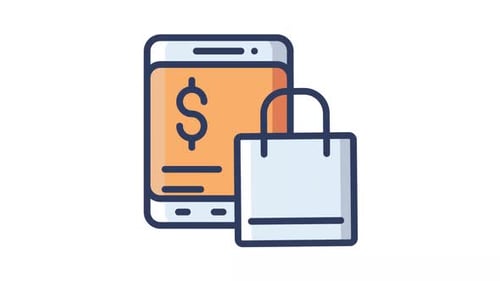 Animated Mobile Online Shopping and E-commerce Flat Icon