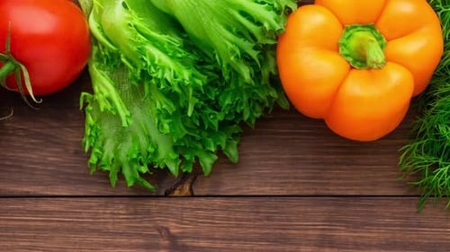 Fresh Vegetables Arranged on Wooden Table