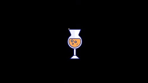 Flat Design Animated Cocktail Glass with Lemon Slice