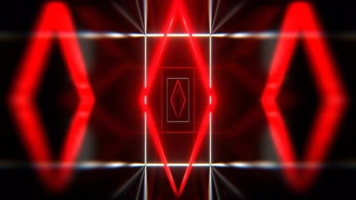 Red And White Corridor With Neon Frames Background Vj Loop I 4K