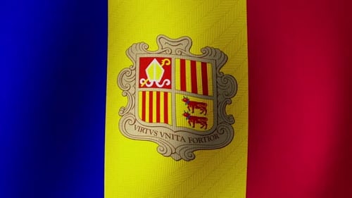 Andorra National Flag Waving with Realistic Fabric Texture