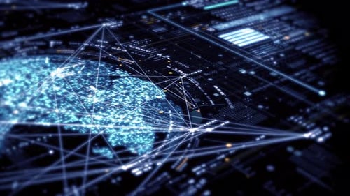 Fortschrittliche Data-Matrix-Simulationsoberfläche mit hochmoderner digitaler Umgebung mit dynamischer und immersiver