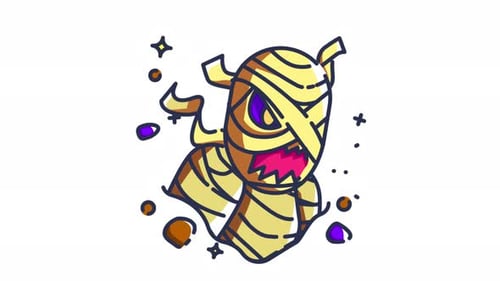 Animated Spooky Halloween Mummy Character Illustration