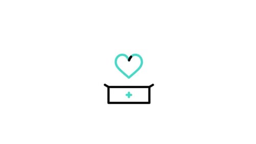 Minimalist Animated Heart Icon Over Medical Box