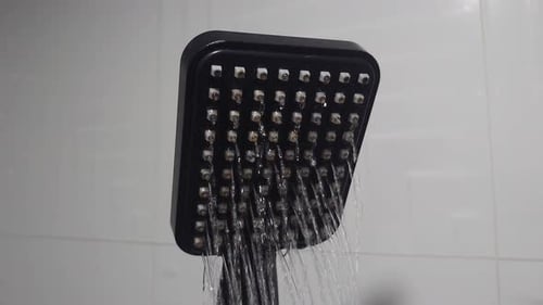 shower running water in the bathroom with blower sound